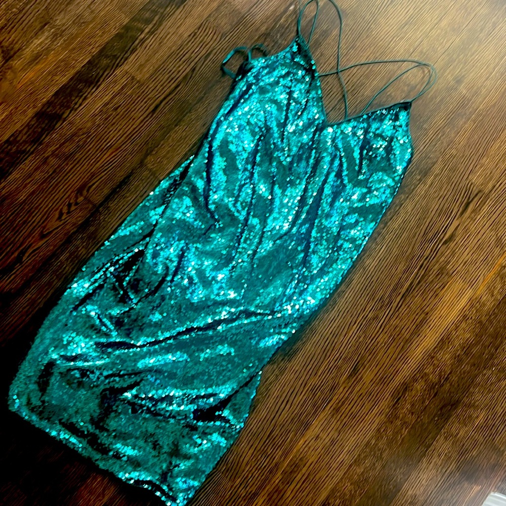 ASOS sequin thin strapped midi dress. Super pretty. Size 10.